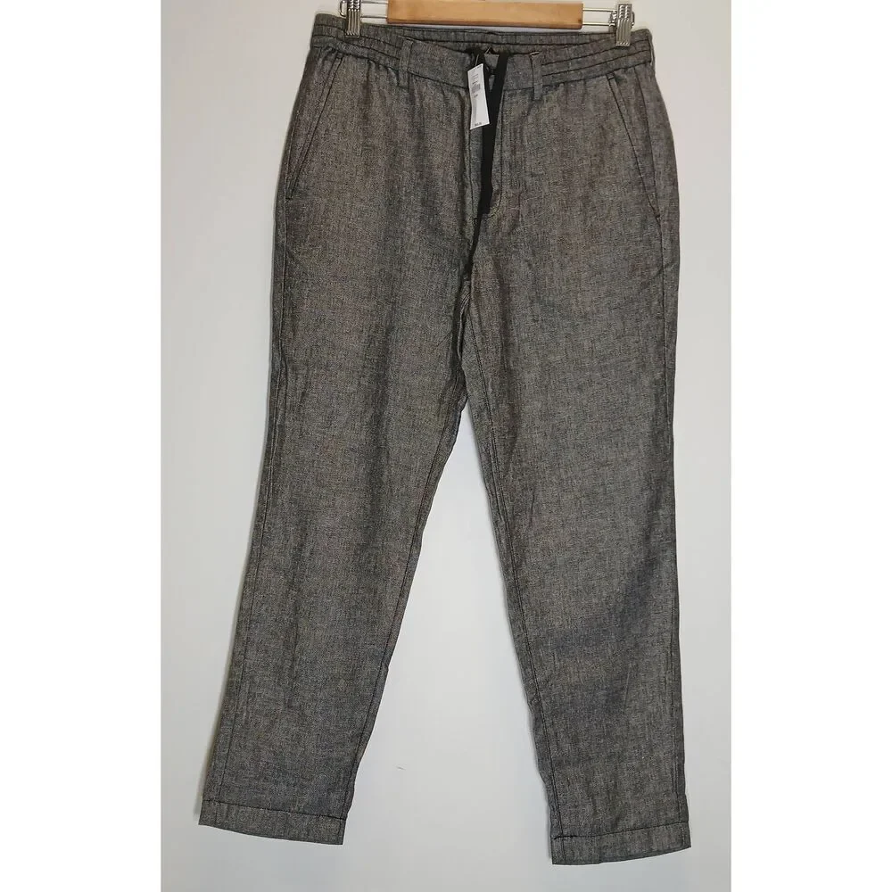 Banana republic womens 30/30 linen cotton pants gray draw string casual